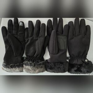 Head Black Fur-Trimmed Gloves